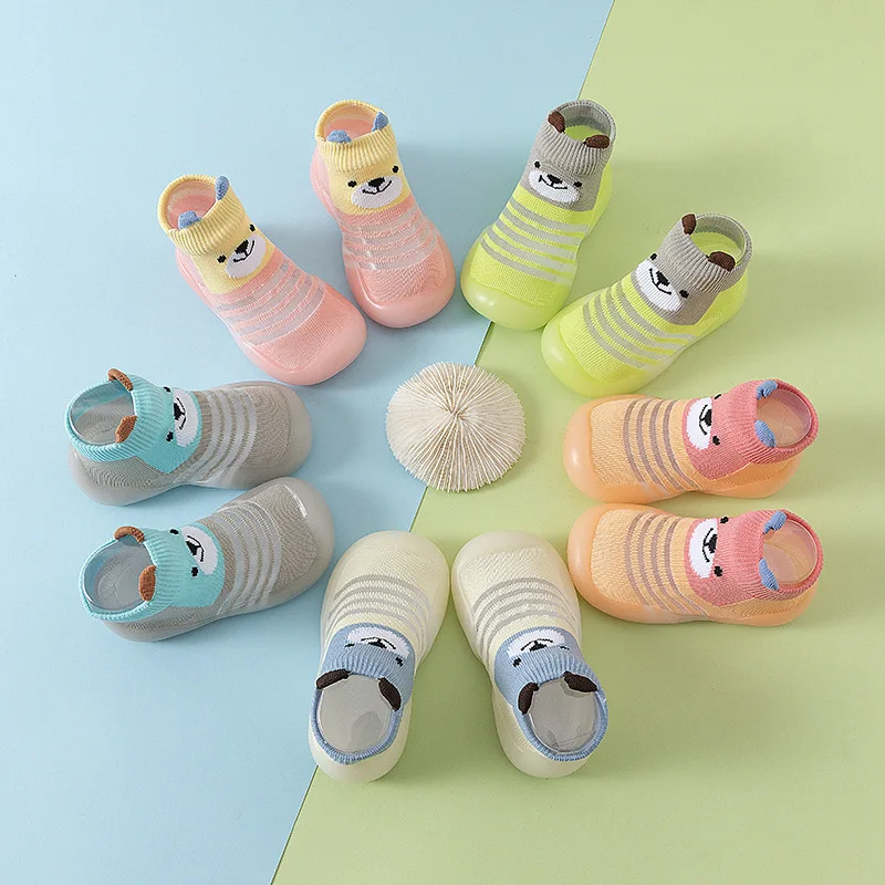 Baby Sock Shoes Summer Mesh Non-Skid Indoor Infant Walking Shoes Breathable Warm Elastic Boy Girls Socks Sneakers With Soft Sole