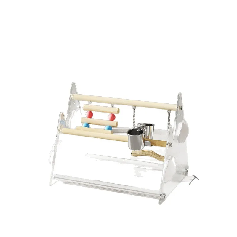 

Parrot bird stand high value drinking water feeding washable tray