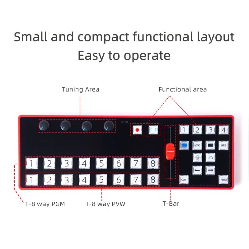 Vmix Switcher Control Panel for New Media Live Broadcast MIDI2.0 Software Keyboard CustomizatioType-c Recording Switchboard