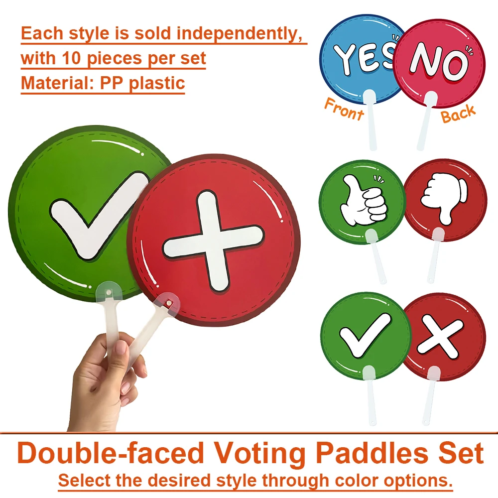 10Pcs Voting Paddles Yes No /  True False / Thumbs Up Down Paddles for Classroom Event  Activities Meeting Assessment Answers