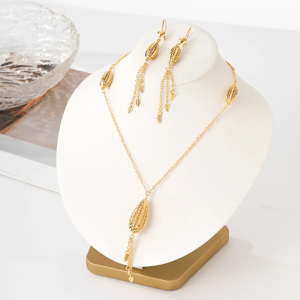 

Fashion Africa Europe Dubai 24K Gold Plated Customized Necklace Earrings for Couples Wedding Party Jewelry Set DD10825