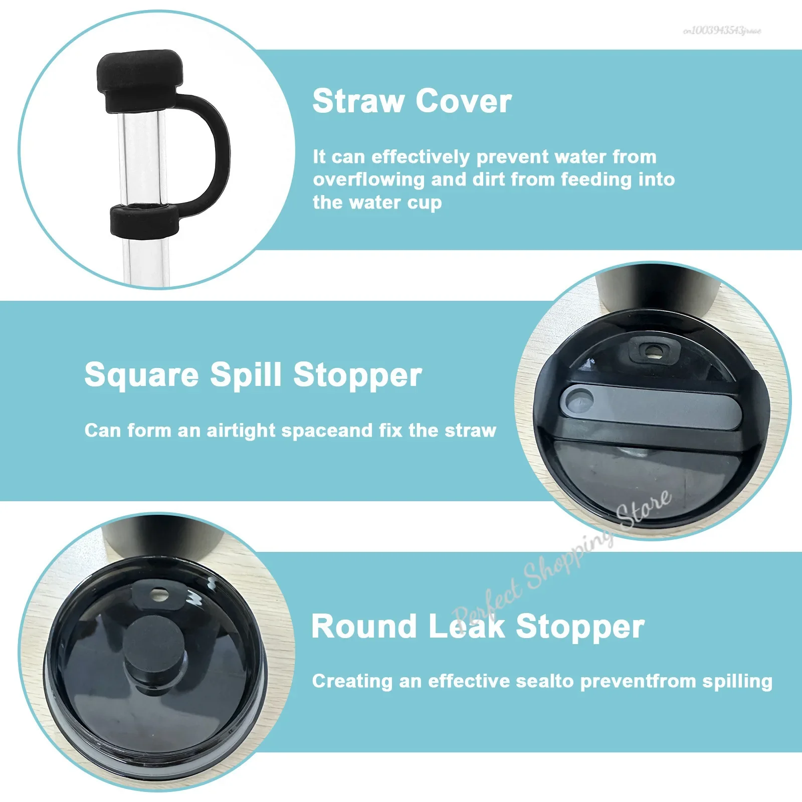 3pcs/set Silicone Spill Proof Stopper for Stanley Cup Tumbler Accessories Straw Cap Cover Spill Stopper Leak Stopper