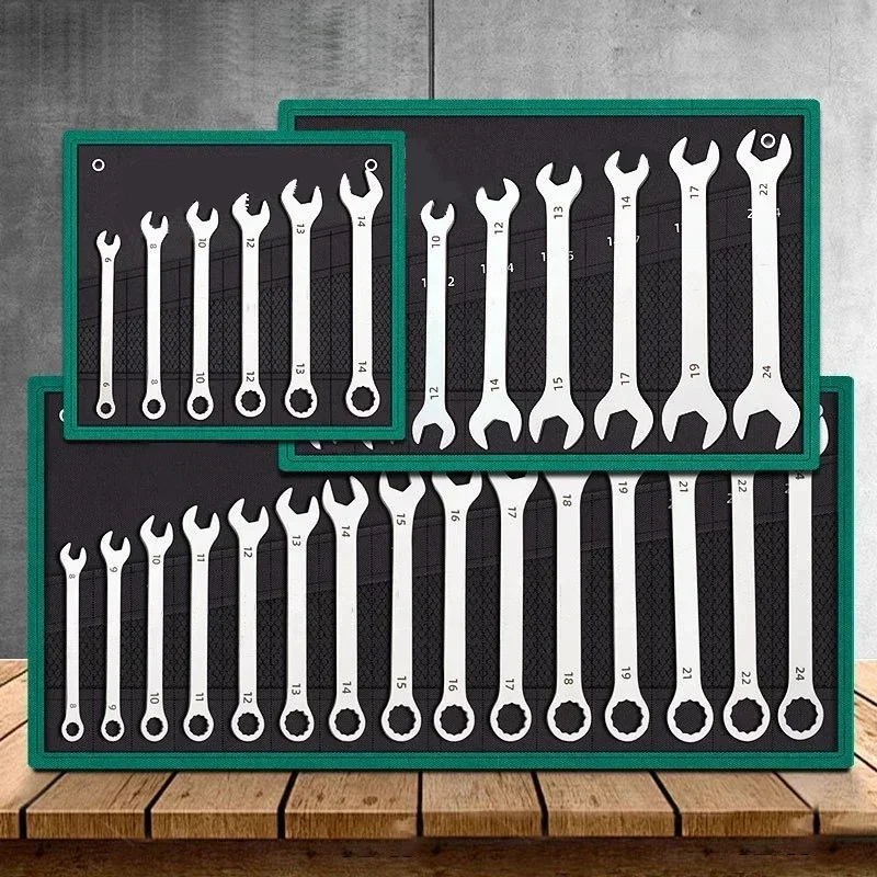 Ultra-thin Open End Wrench Set 6-27mm Plum Wrenches Combination Universal Dual Heads Ratchet Spanner Set Car Repairing Tools