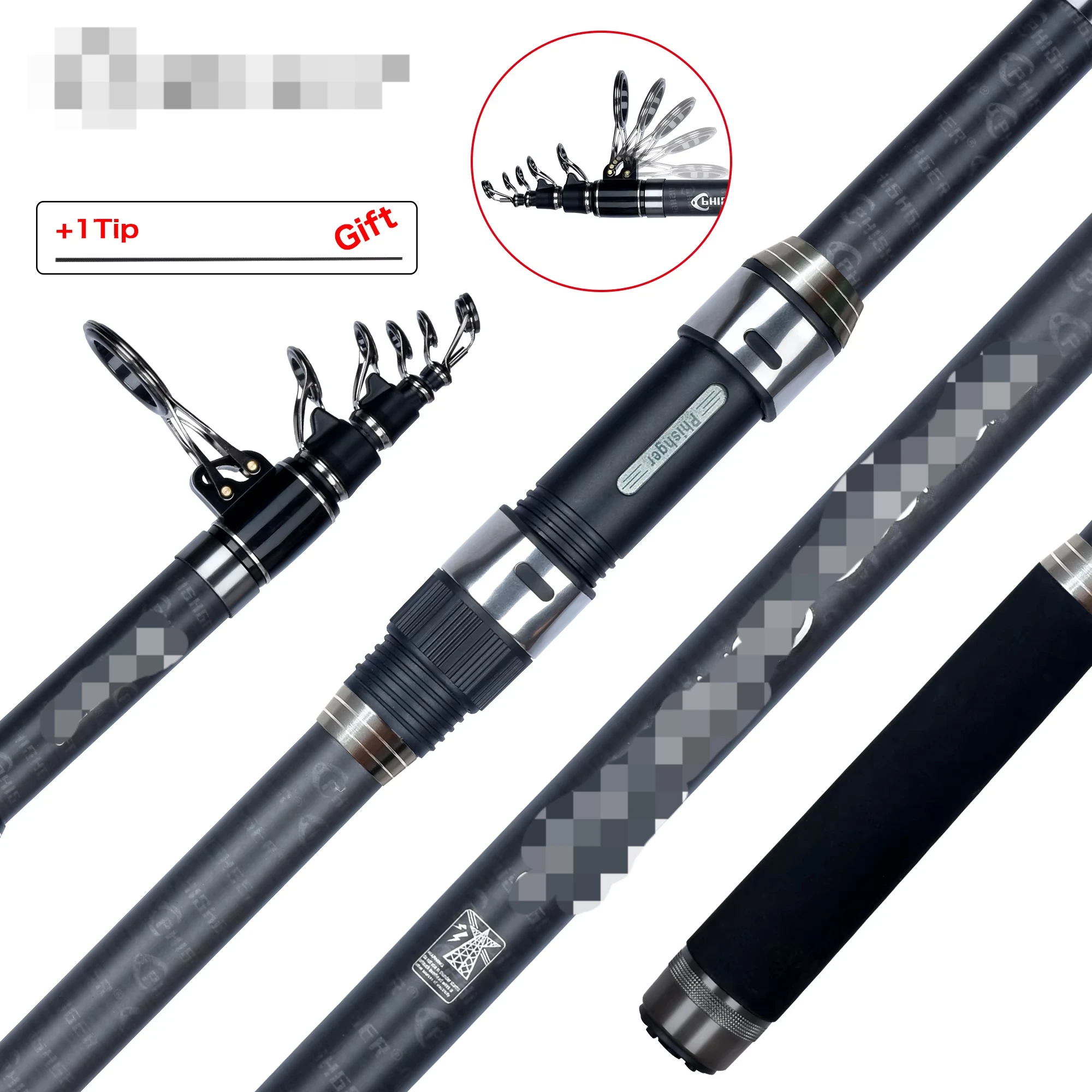 PHISHGER Telescopic Surf Spinning Rod 3.6/4.2/4.5/5.0/5.3m Power80-150g 30T Carbon Travel Surfcasting Shore Casting Fishing Pole