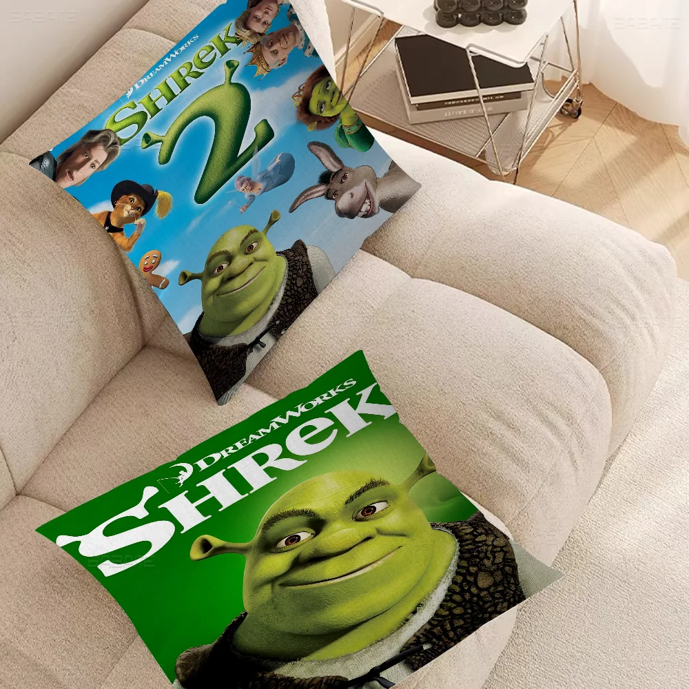 Cartoon Funny S-Shrek Pillow Cover For Bedroom Room And Living Room Sofa Decorative Cushion Cover