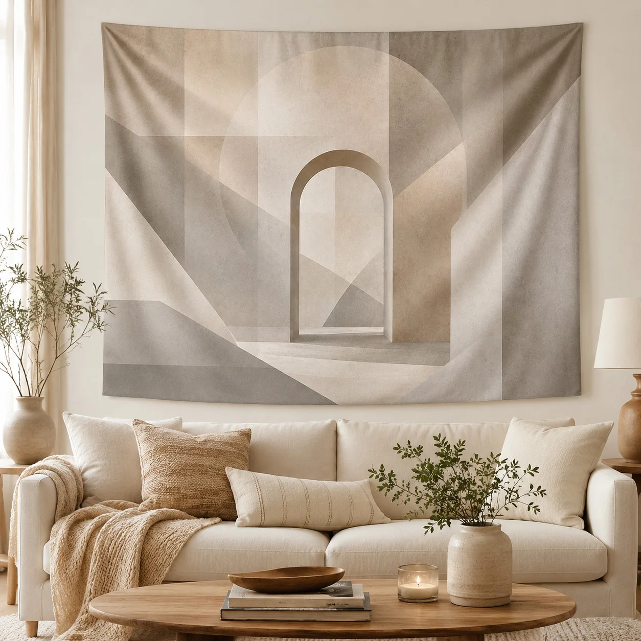 Minimalist Architecture Tapestry Wall Hanging Modern Geometric Aesthetic Room Decor Nordic Bedroom Fabric Wall Tapestry