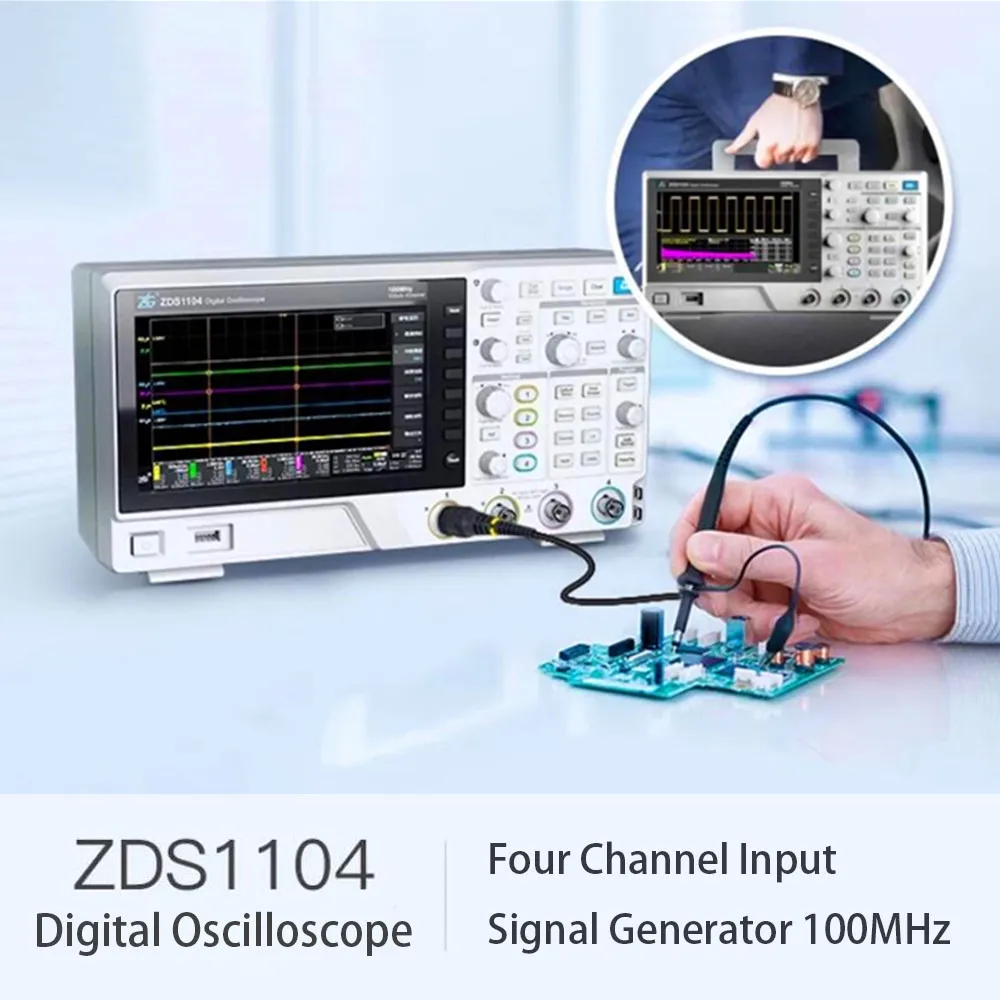 ZDS1104 Digital Oscilloscope 4 In 1 100M Four-Channel Signal Generator Ana-log Bandwidth 1GSa/s Sampling Rate Multimeter