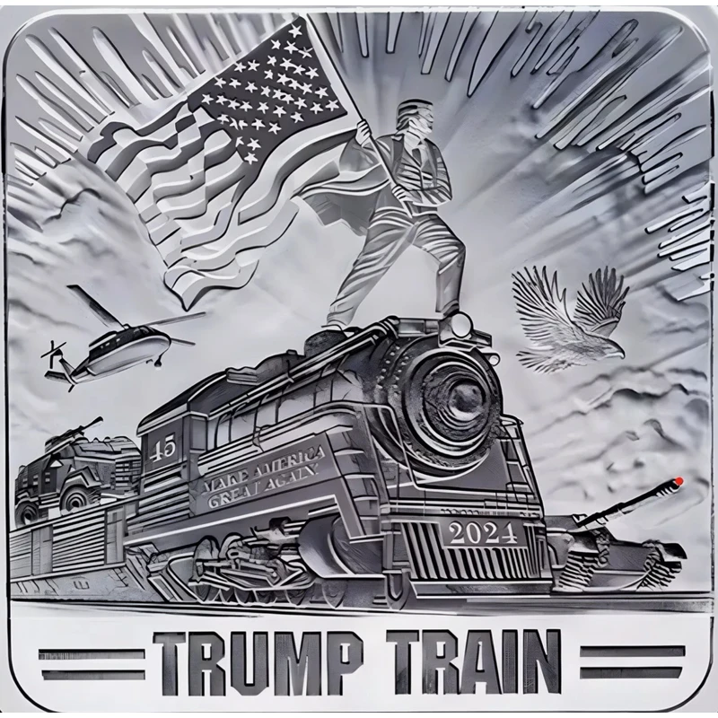 

2025 1 Troy Oz .999 Fine Silver Square Commemorative Coin, Train Theme BU Rare Collectible with Protective Coin Flip