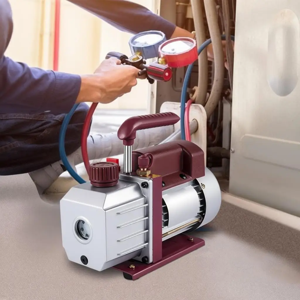 

Вакуумный насос 4.5CFM, одноступенчатый роторно-лопастной вакуумный насос для систем ОВКВ, 1/3 л.с., 5PA, для кондиционирования воздуха и хладагентов