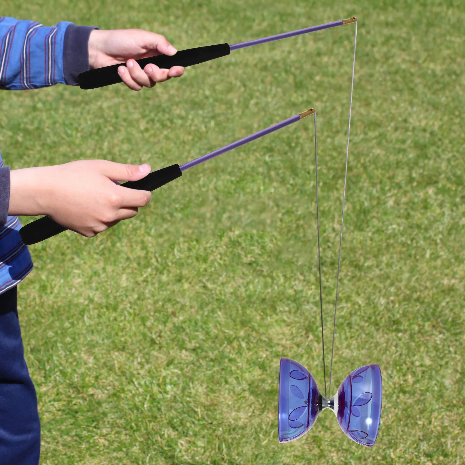 1 jeu de roulements en caoutchouc souple Transparent violet, YoYo chinois pour axe Flexible, passe-temps Diabolo en plastique pour enfants