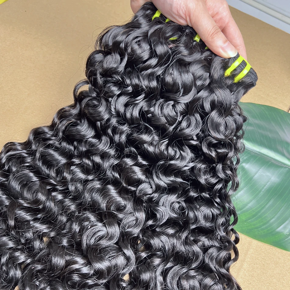 Double Drawn Water Wave 100% Raw Virgin Human Hair Bundles Bouncy Curly Vietnamese Unprocessed Hair Weave Extensions Thick