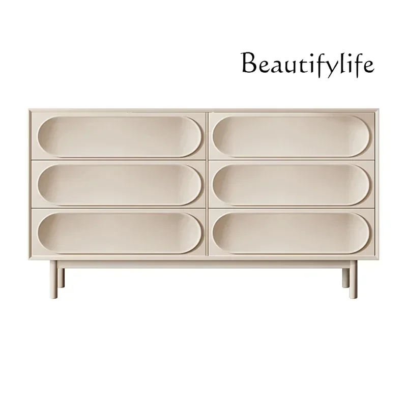 

French Cream Wind Solid Wood Drawer Cabinet Bedroom Entry Entry Entrance Cabinet Modern Simple Locker