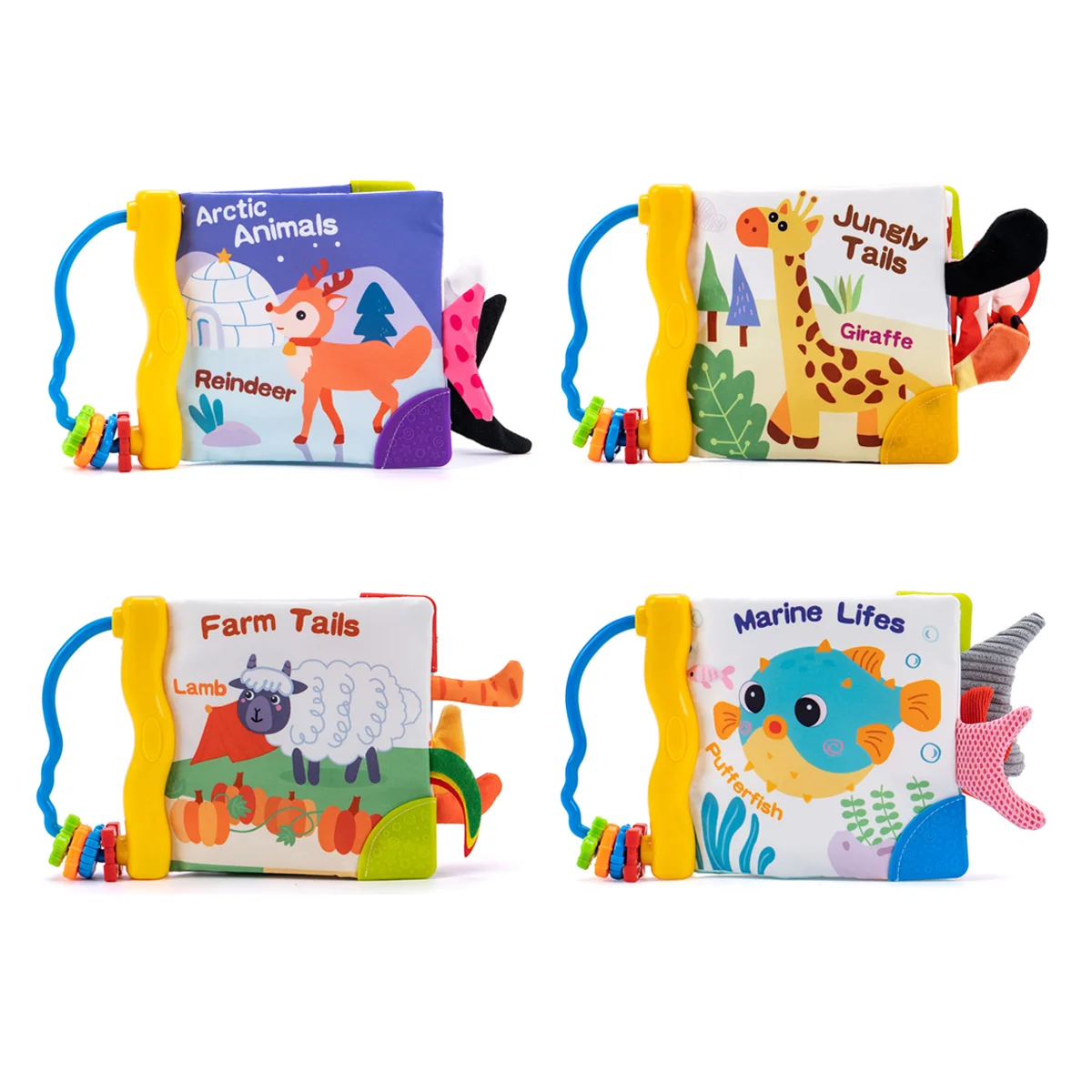 Libro in stoffa morbida per bambini con motivi e colori vivaci, giocattoli per l'educazione precoce in tessuto, regali di compleanno di Natale perfetti