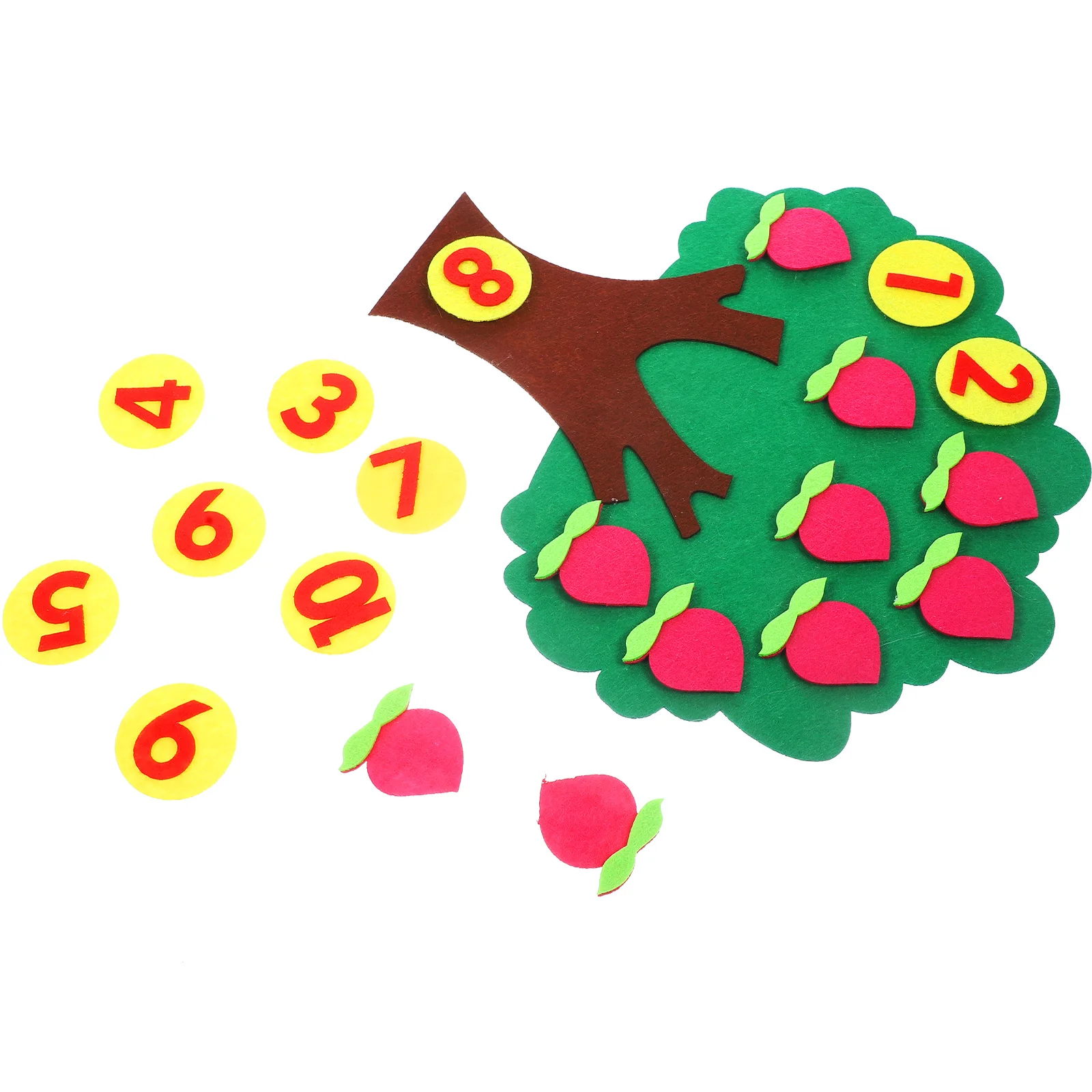 Non-Woven Fruit Tree Digital Cognitive Pairing Tool 1Set Counting Math Primer Number Recognition Addition Subtraction Kids