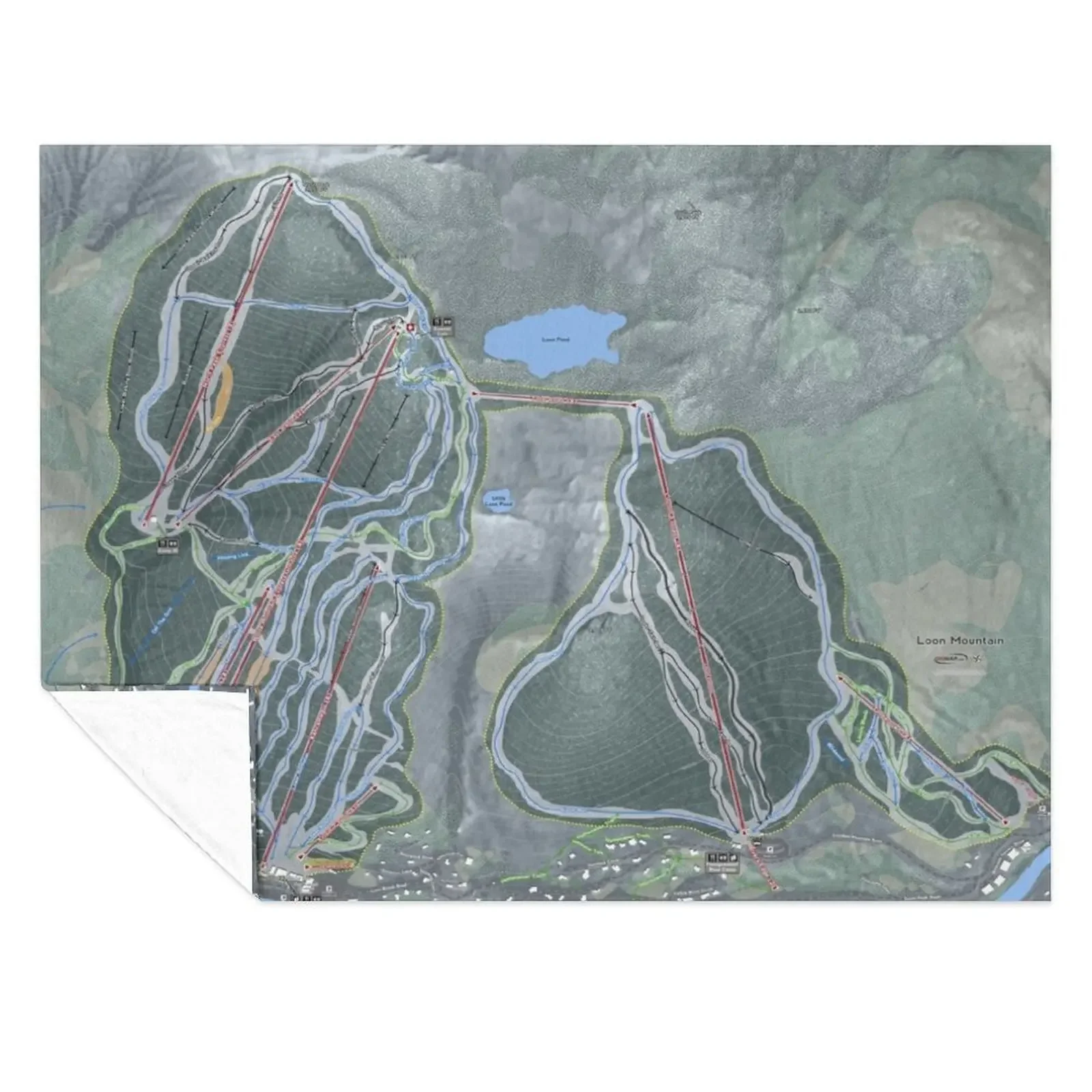 

Loon Mountain Resort Trail Map Throw Blanket Blankets Sofas Of Decoration Summer Beddings for sofa decorative Blankets