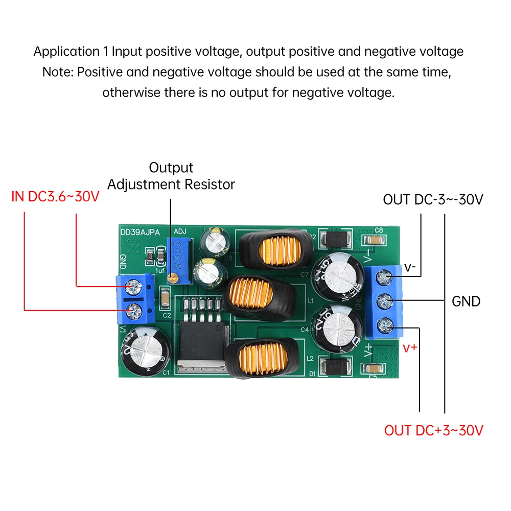 DC3.6-30V to DC±3-30V Positive Negative Boost Module 20W High Power Output Power Supply Module With Terminal RS232 RS485 RS422