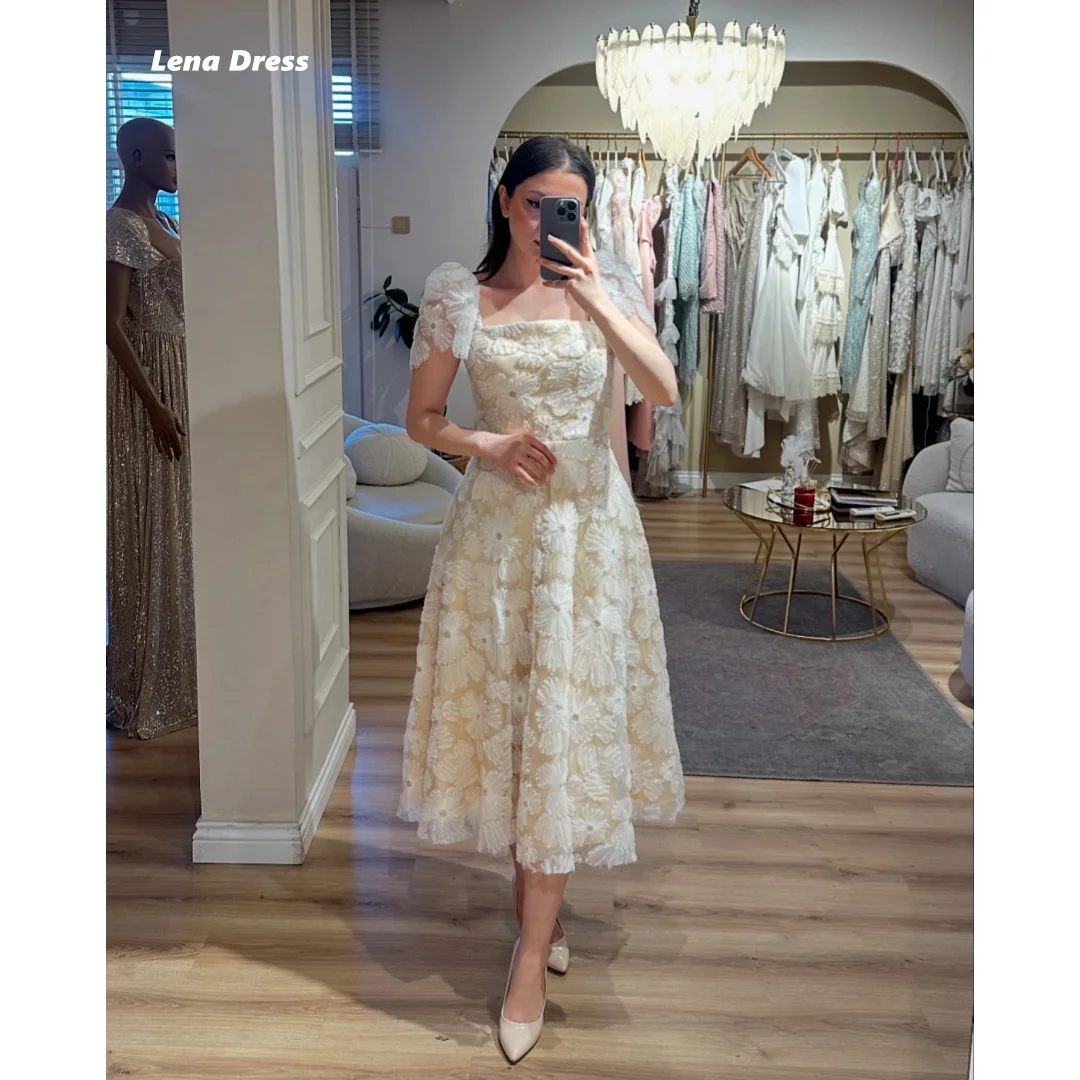 

Lena Floral Lace Women's Prom Dress 2025 Square Collar Evening Dresses Woman Elegant Party Dresses for Women 2025 Custom Made