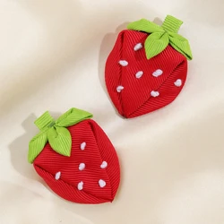 2pcs Cute Strawberry Hair Clips Fruit Hair Clips for Girls Decorative Headdress Embroidered Hair Accessories Kids Headwear