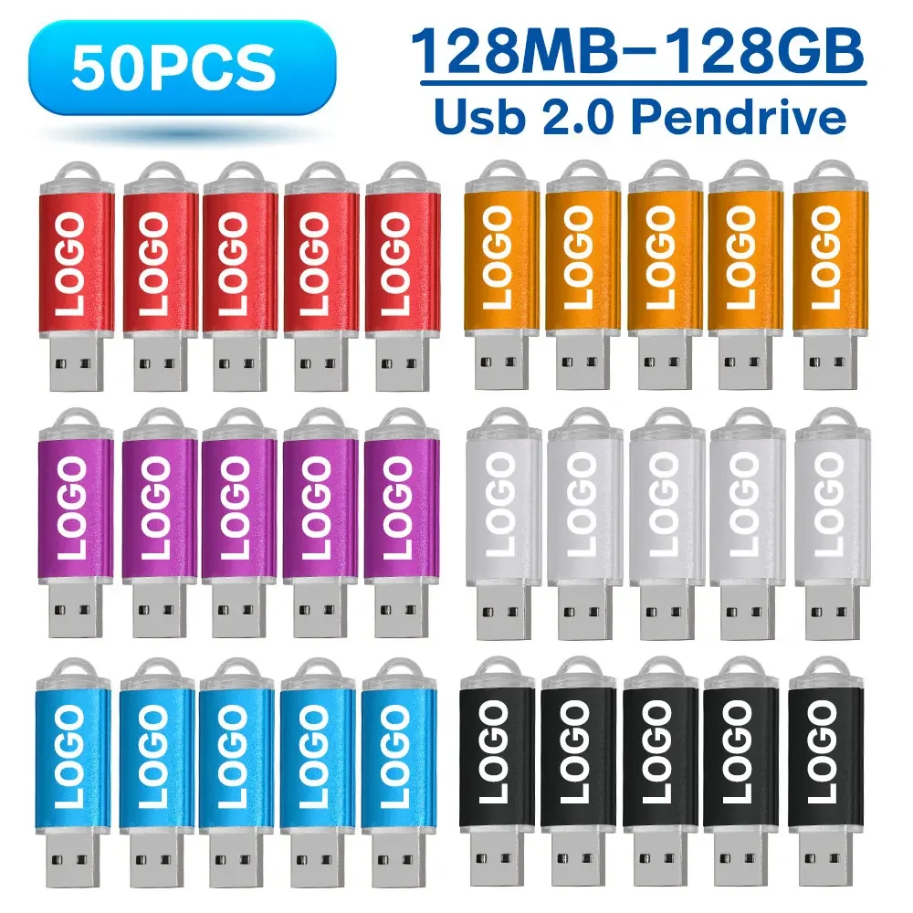 

50 шт./лот флэш-накопитель 32 ГБ 4 ГБ оптовая продажа металлический USB-накопитель Бесплатная настройка логотипа 128 ГБ флэш-накопитель 8 ГБ 16 ГБ подарок