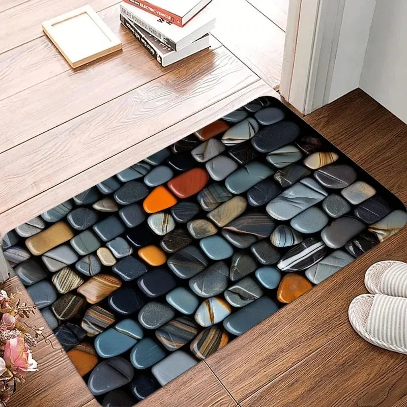 VIKAMA Pebble Printed Carpet, Absorbent And Non Slip Soft Floor Mat, Entrance Indoor Home Decoration