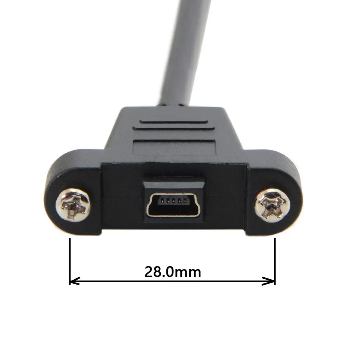 Up Down Right Left Angled 90 Degree Angle Mini USB 5Pin Male to Female Extension Cable Panel Mount Type with Screws