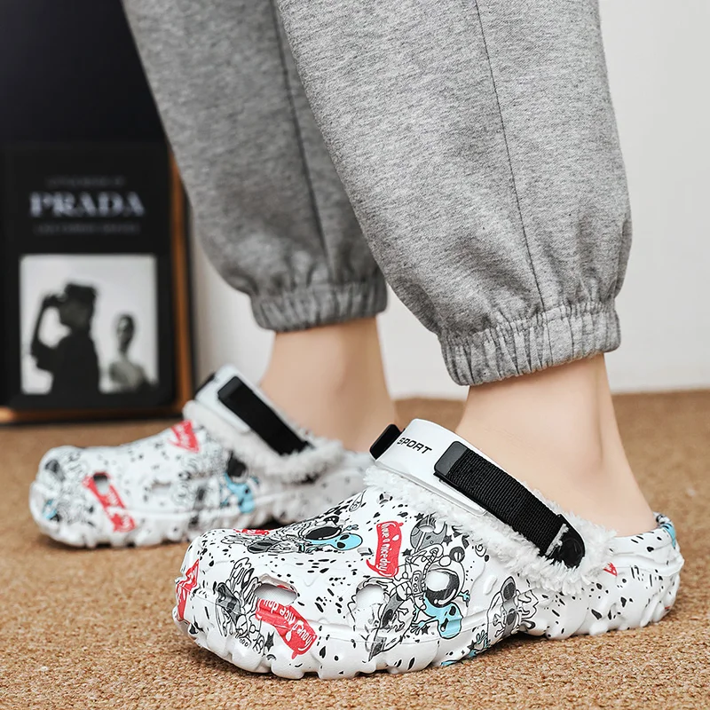 رجل أحذية الشتاء نعال تدفئة لينة داخلي النساء النعال الصنادل القابلة للإزالة الرجال عدم الانزلاق أفخم الفراء قباقيب حجم كبير 46 47 #6