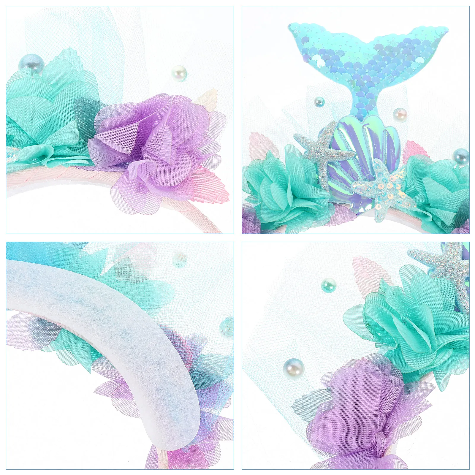 

Mermaid Headband Set Sequin Tail Hairband Fairy Wand Costume Props Birthday Party Cosplay Accessories Safe
