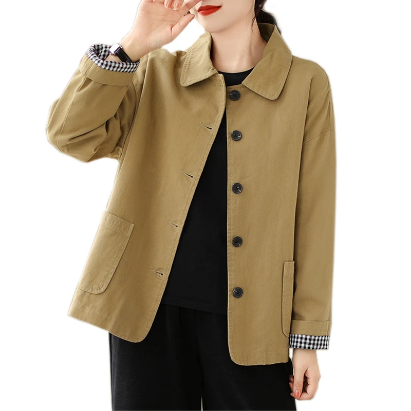 Vestes à simple boutonnage pour femmes, style coréen, col rabattu, mode combinée, vêtements d'extérieur décontractés, manteau pour dames, automne, hiver, nouveau, 2023