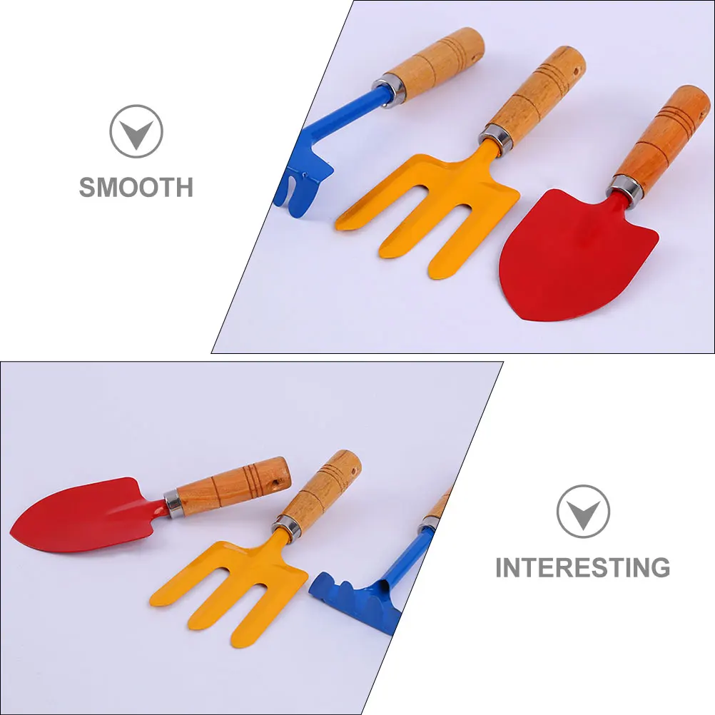 

Garden Tool Set Colored Sand Shovels Beach Metal Digging Tools Wood Handle Red Yellow Blue Kids Toys Lightweight Portable