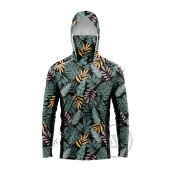 RIGHTTRACK Mask Hoodies Fishing Clothing UPF50+ UV Green Forests Hunting Climbing Camping Hiking Breathable Outdoor Apparel