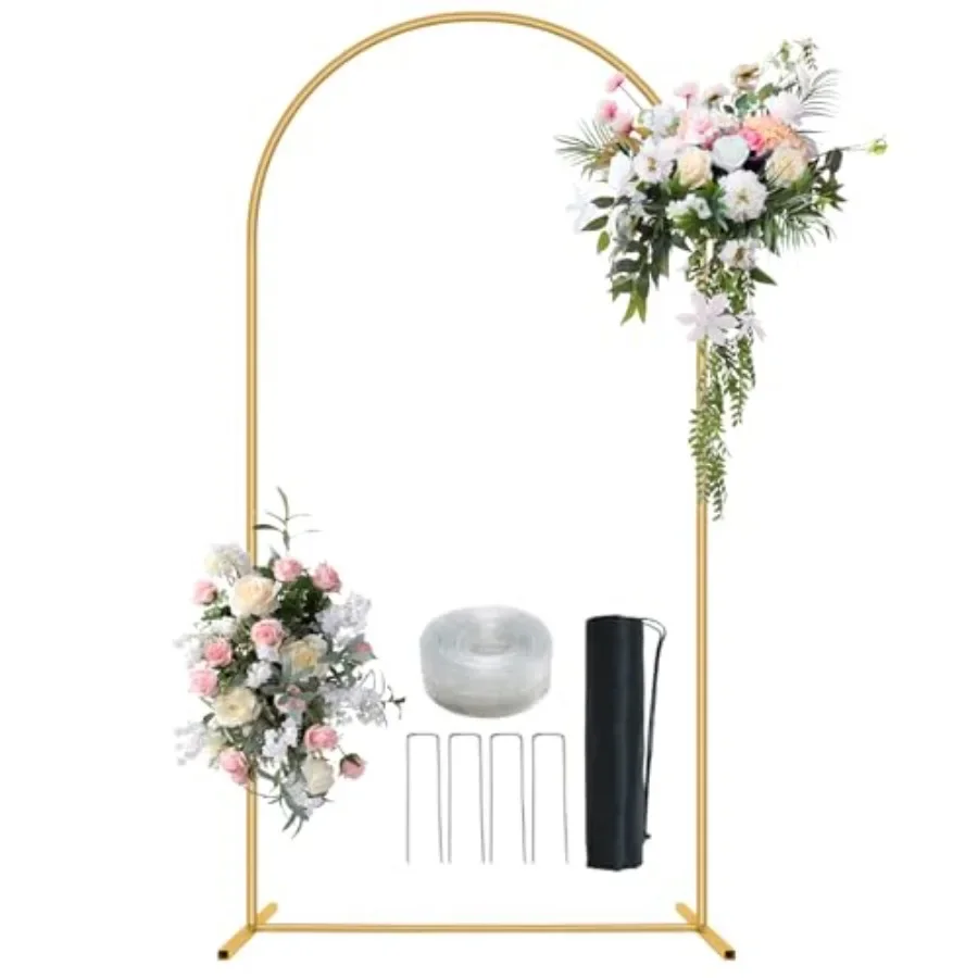 

Metal Wedding Arch Gold Square Arched Backdrop Frame for Party Ceremony Valentines Day Birthday Bridal Baby Shower Garden Flora