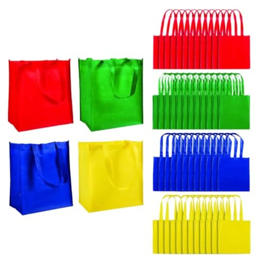 

Многоразовые сумки для продуктов оптом, 50 штук - большие хозяйственные сумки с ручками для продуктов, складные сумки-тоут в различных цветах, прочные.