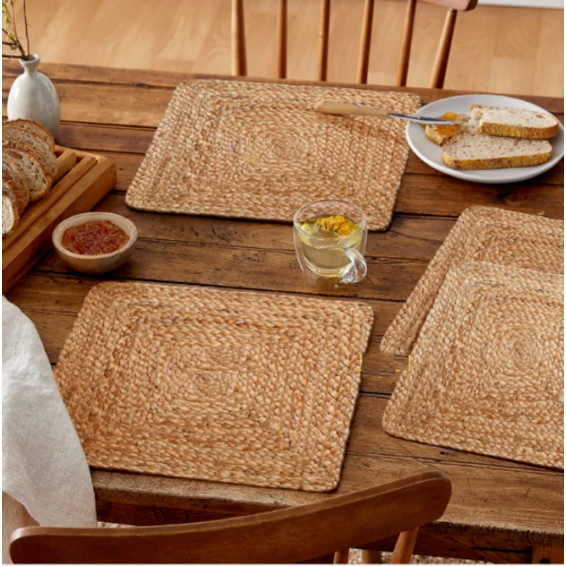 

Jute Placement Mat and Cup Mat Square Table Mat Handmade Table Mat Table Decoration Coaster