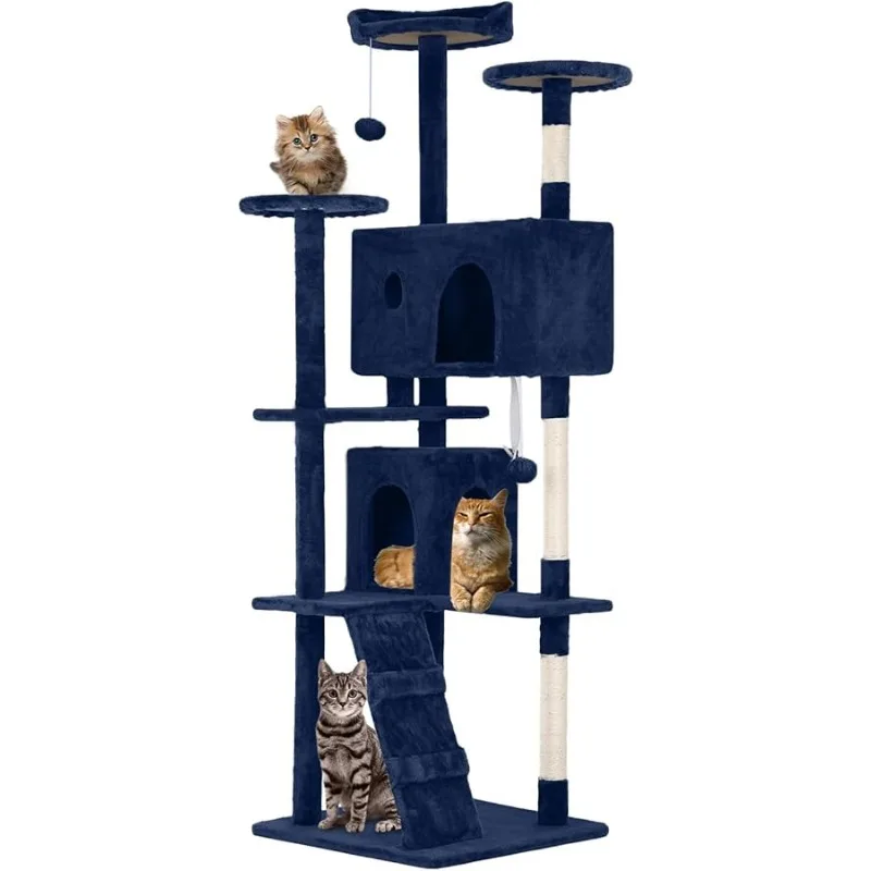 

FDW Cat Tree 70in Tower Multi-Level Durable Scratching Post & Cozy Fun Jumping Platform Space Saving Cat Condo Pet P
