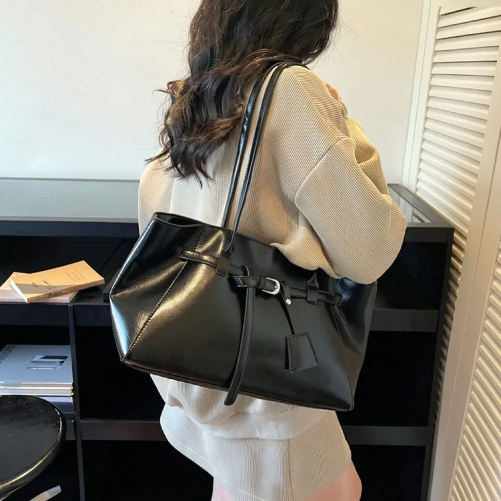 Simple Elegant Women Tote Bag PU Leather Shoulder Purse Large Capacity Casual Handbag Trendy Fashion Daily Work Commuter Bag