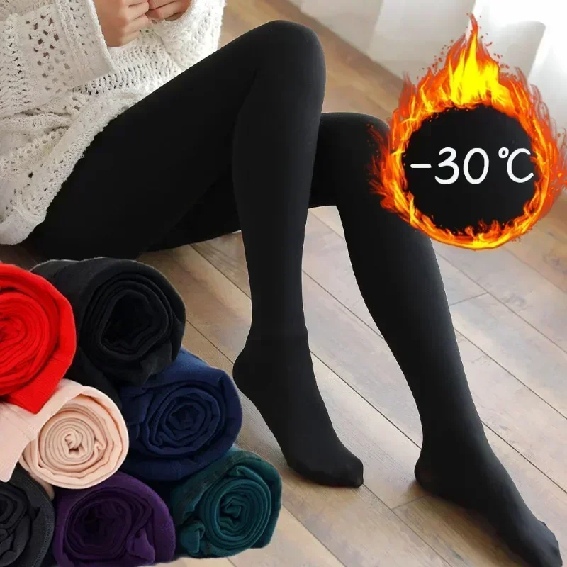 Velvet Pantyhose Autumn Winter Women Girls Thickened Thermal Pants Elastic Daily High Waist Wool Leggings Soft Comfortable Gifts