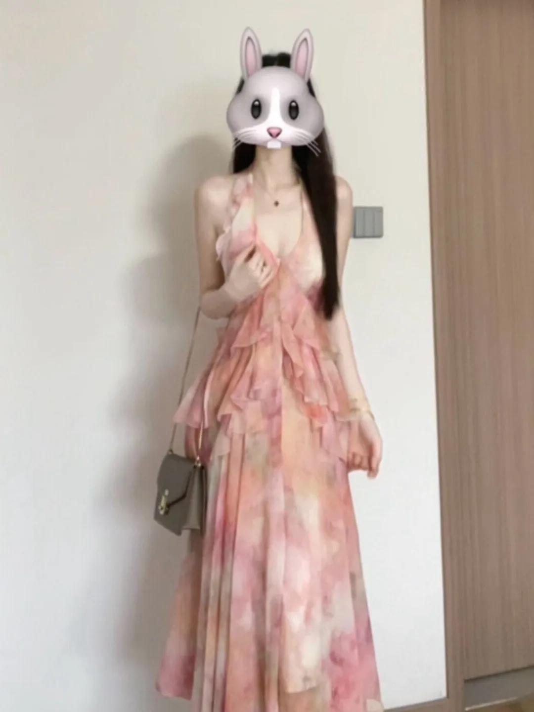 

Beachy Vacation Style Floral Print V-Neck Halter Dress Beautiful Age-Defying Unique Summer Dress Cotton Midi Skirt Dress