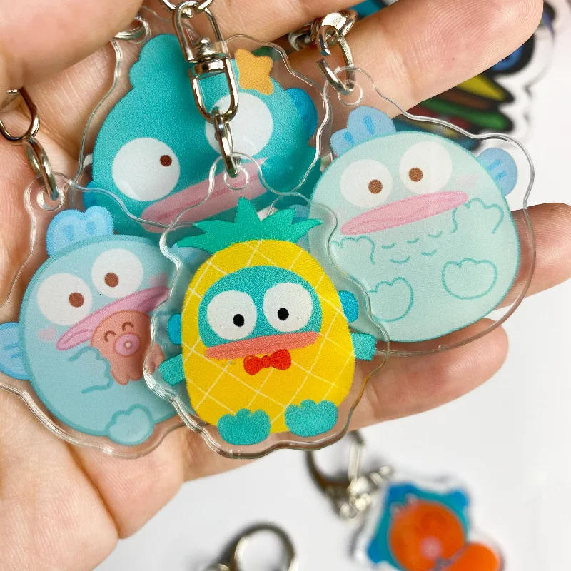 Sanrio Keychain Kawaii Hangyodon Cute Cartoon Anime Students School Bag Handbag Pendants Accessories Toys Girls Gifts