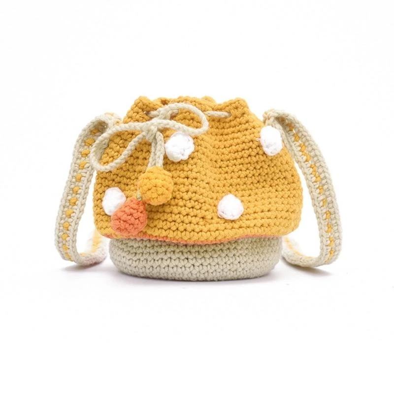 

Fashion Shoulder Bags for Women Girls Casual Knit Mushroom Small Tote Bucket Bag Handbag Crossbody Bag