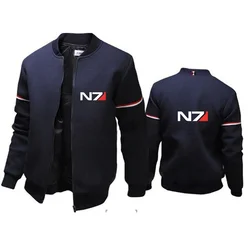 N7 Mass Effect Logo Print 2024 New Fashion Men Casual Solid Color Fashion Slim Overcoat High Quality Flight Jackets Top