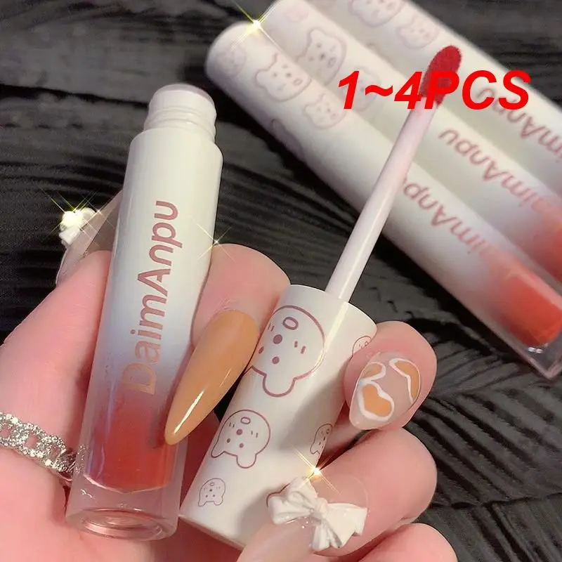 

1~4PCS Mirror Water Lip Gloss Red Lip Tint 6 Colors Liquid Lipstick Beauty Cosmetics Cute Bear Lip Glaze Soft Silky Lipgloss