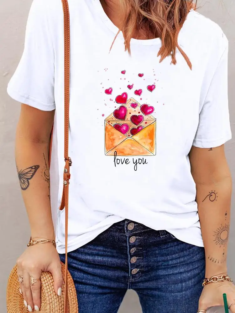 

Clothing Top Short Sleeve Women Fashion Summer Love Valentine Trend Cute Clothes Print T Shirt Basic Tee Graphic T-shirts