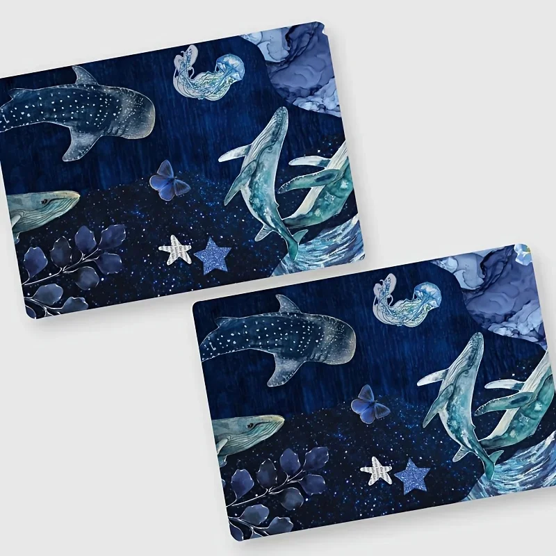 2-piece Dream Whale design PVC laptop skin, universal protective film, easy to apply, residue free, durable and stylish