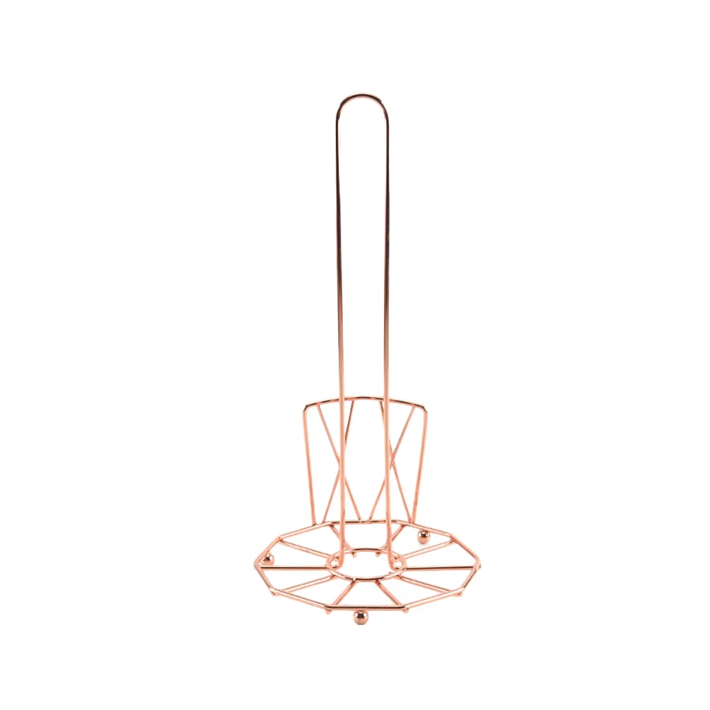 

European Style Iron Kitchen Paper Towel Stand Household Metal Paper Roll Countertop Holder (Rose Golden)
