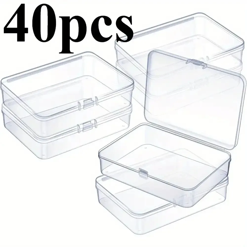40 transparente Kunststoff-Aufbewahrungsboxen mit Sicherheitsdeckeln – transparente Mini-Organisationsbehälter für Perlen, Schmuck, Bastelbedarf