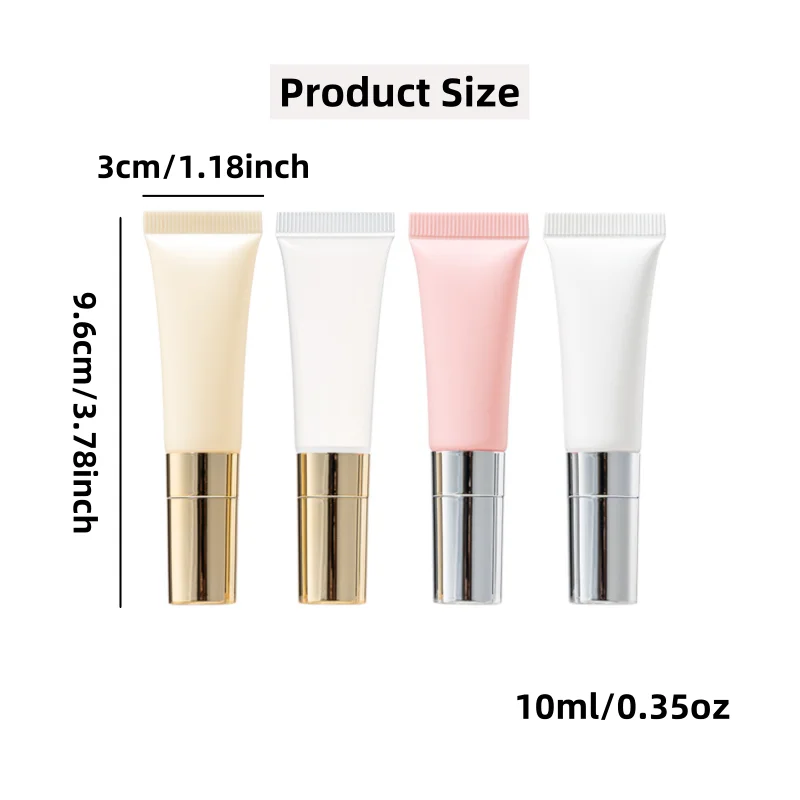 10Pcs 10ml Massage Lid Squeeze Tubes Pink White Clear Yellow Sample Tubes Lip Gloss Eye Cream Plastic Tube Container Wholesales