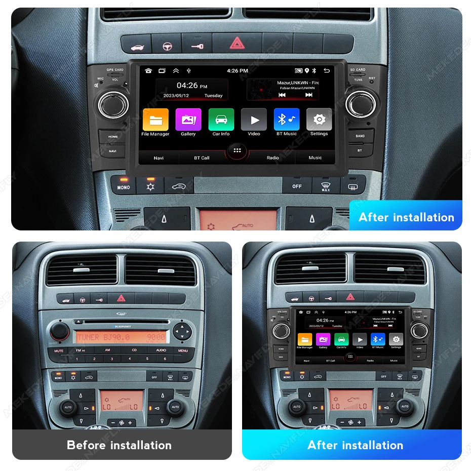2 Din Android 15 Car Radio 7 inch For Fiat Grande Punto Linea 2007 - 2012 Car Multimedia GPS Navigation Wireless Carplay AUTO
