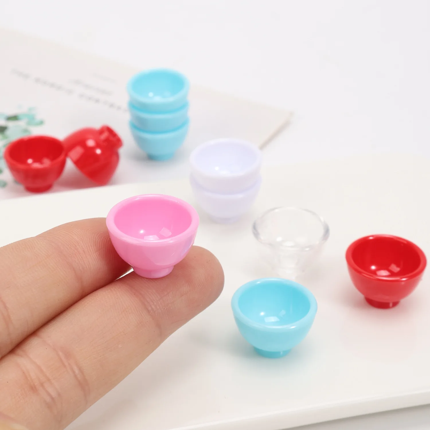 10pcs Dollhouse Mini Bowl Plate Set Realistic Kitchen Tableware DIY Miniature Handmade Doll Accessories Pretend Play Decoration