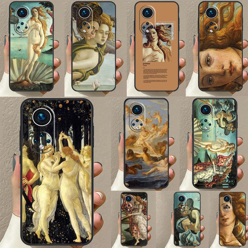 Art Paintings The Birth Of Venus For Huawei P20 P30 P40 P60 Pro P Smart Nova 9 5T Honor 70 90 50 Magic5 Lite X7a X9a X8a Case