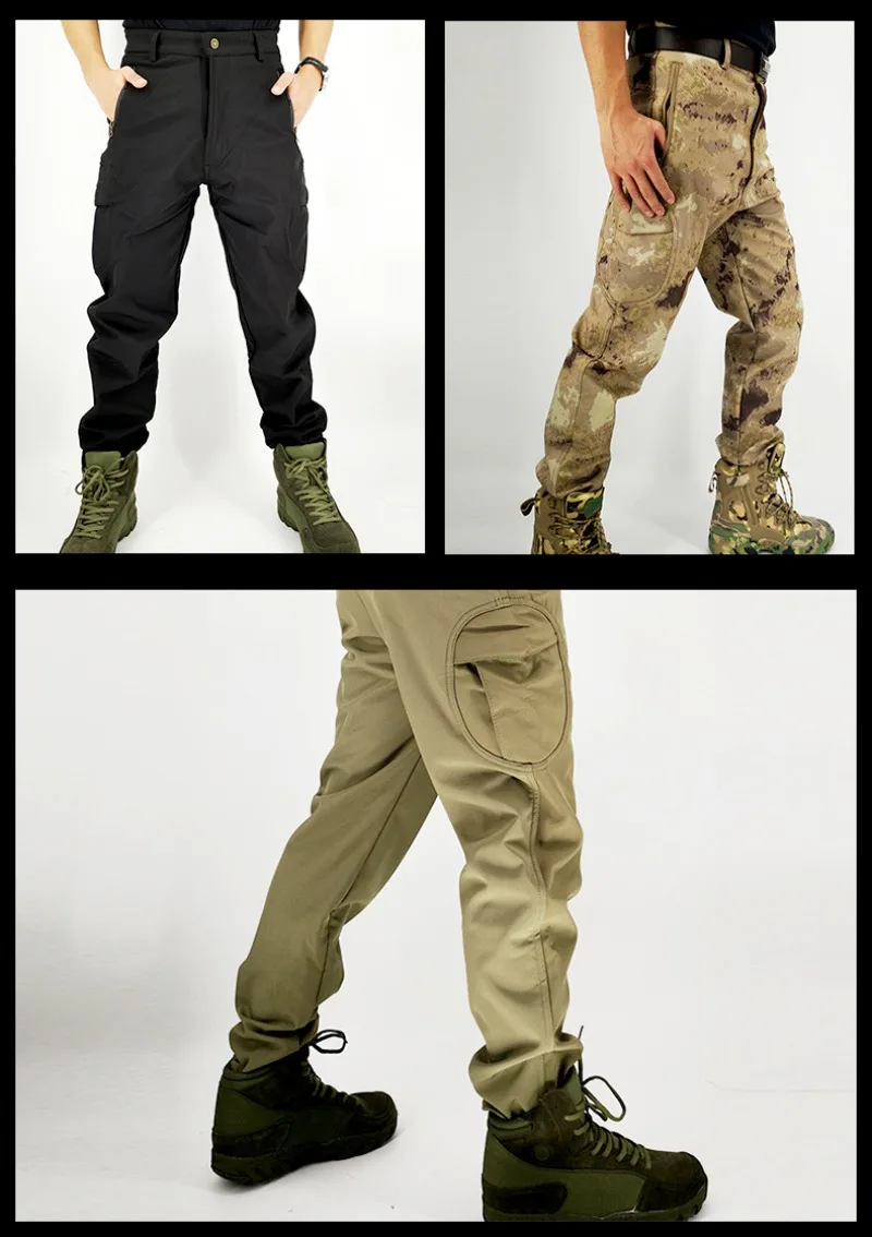 New GL 2026 Hunting Shark Skin Softshell Tactical Pants Men Winter Waterproof Warm Fleece Sport Outdoor Pants